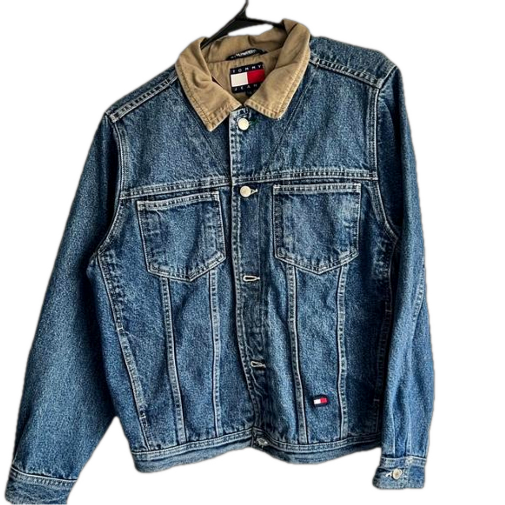 Tommy Hilfiger Blue Denim Jacket with Tan Collar